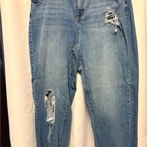 Eloquii Light Blue Distressed Boyfriend Jeans